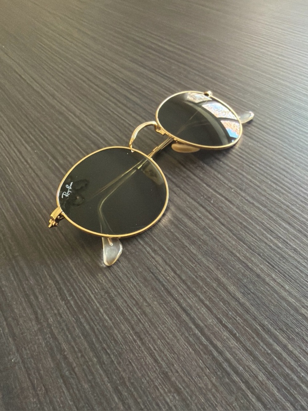 Ray-Ban Gold Frame Sunglasses with Dark Green Lenses